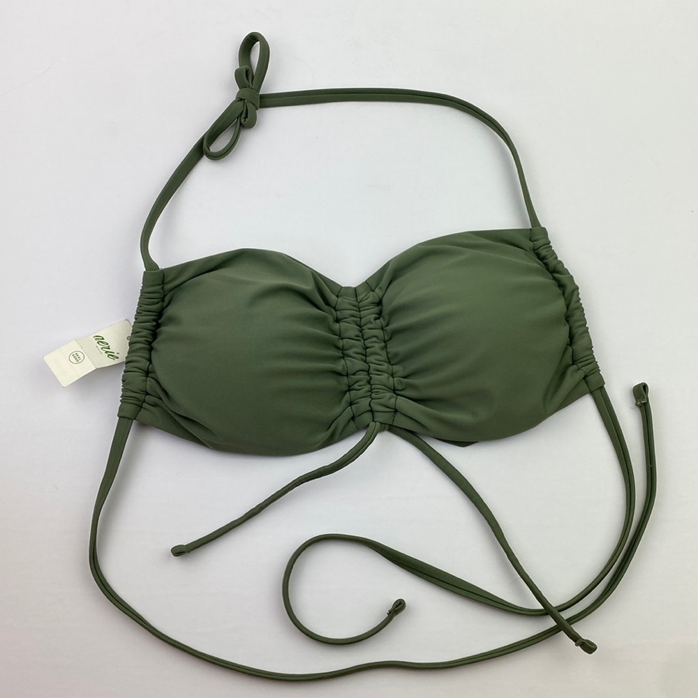 NWT Aerie | Olive Green String Cinched Bandeau Bikini M